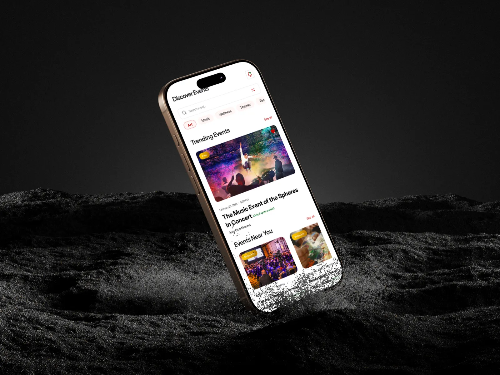 Explore Local Events mobile app interface